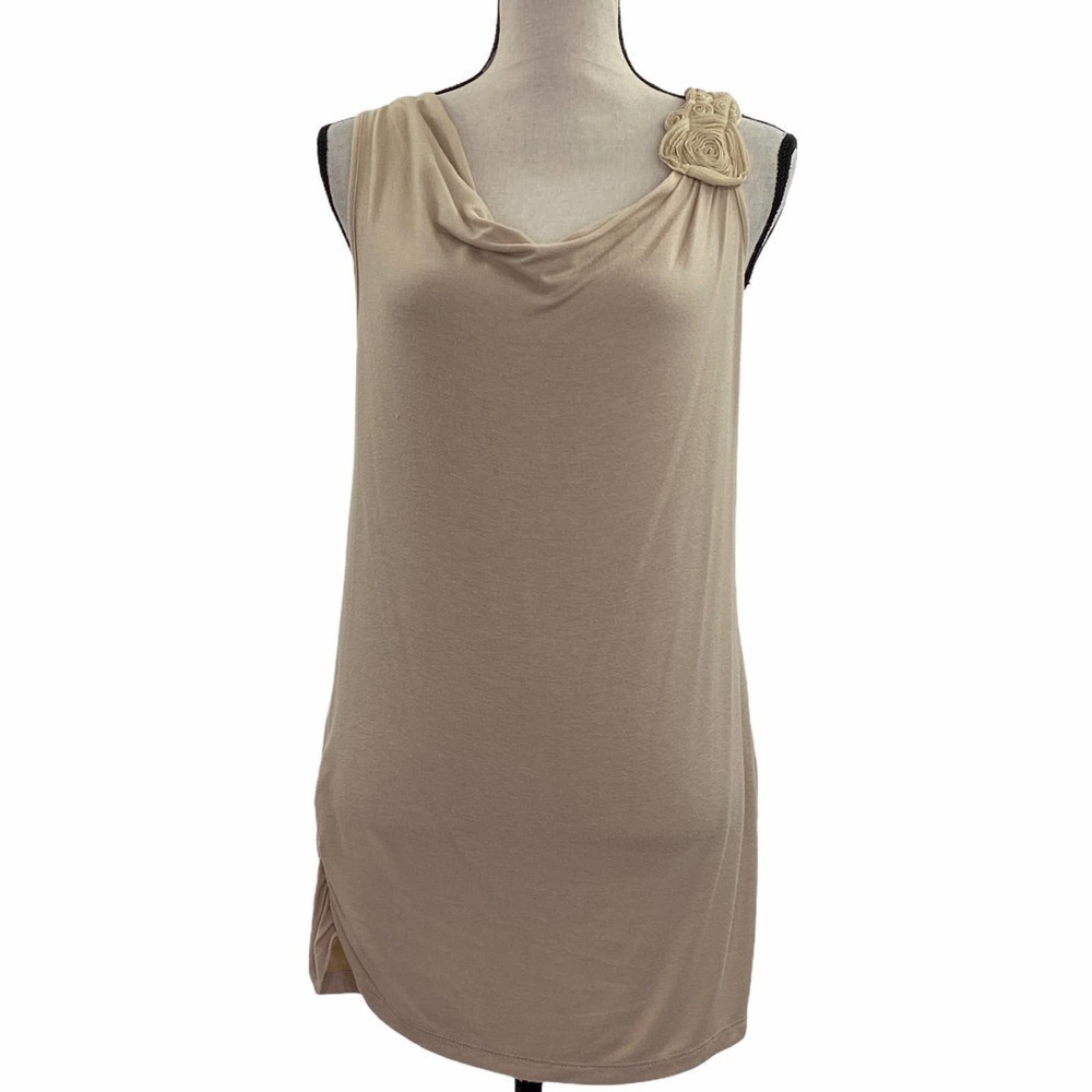 AGENDA Sleeveless Cowl Neck Flower Top Size Medium